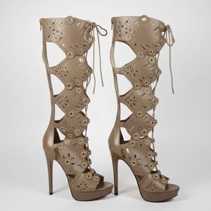 Ashley Stewart Brown Lace-Up Heeled Boots
